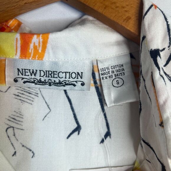 New Direction NWT Novelty Print Cotton Button Up Stick Figure Women Small - Picture 7 of 11